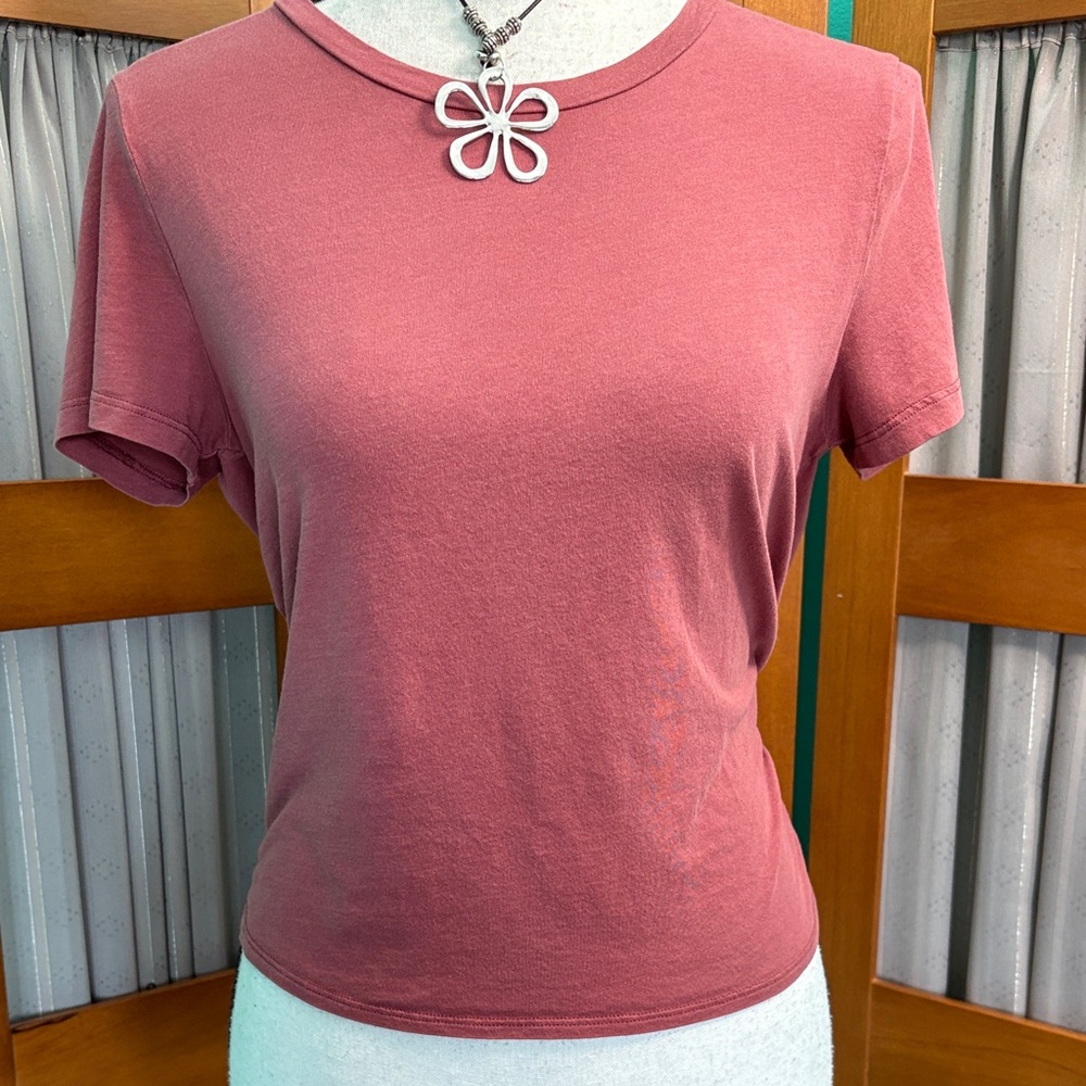 Aerie Dusty Rose Short Sleeve crop cut back Tee
